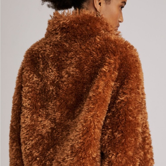 Maeve anthropologie Women's Brown tan rust Faux Fur Teddy bear
Jacket coat med M - Picture 2 of 3